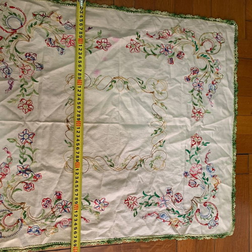 Handmade folk art embroidery used