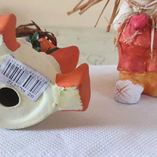 Vintage handmade decorative clay duck set, 15cm