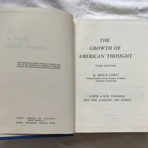 The Growth of American Thought book used, English, 1964 edition