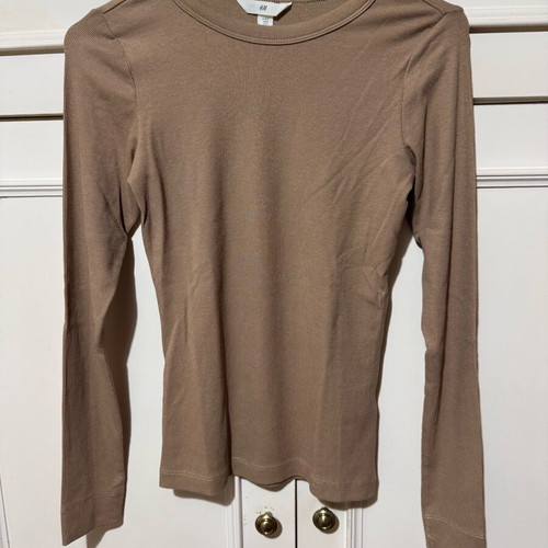 H&M Ribbed Beige Blouse New, Size S
