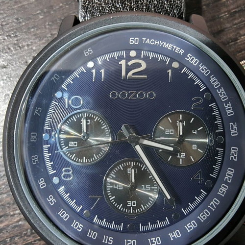 Oozoo C9260 men's watch new with blue dial and leather strap