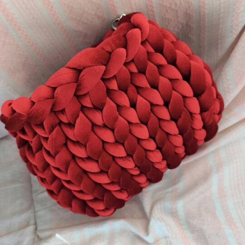 Marshmallow shoulder bag new, red with velvet cord