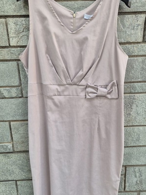 Nude formal dress with bow detail