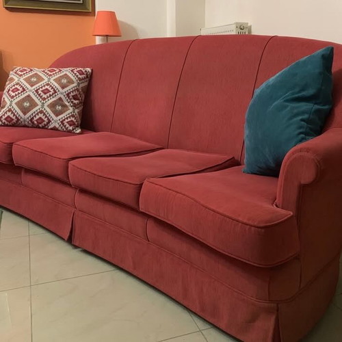 4-Seater Sofa and 2 Armchairs used, dimensions 230x90 and 90x90 cm