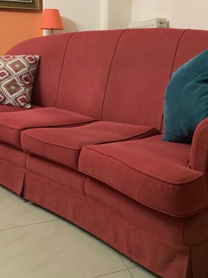 4-Seater Sofa and 2 Armchairs used, dimensions 230x90 and 90x90 cm
