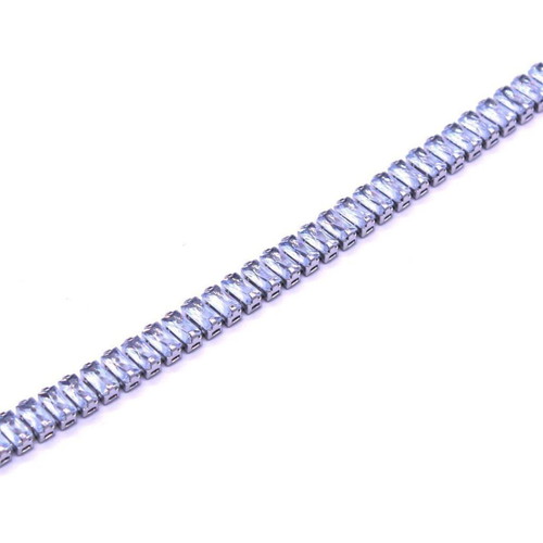 Steel Riviera Bracelet with Baguette Crystals, Silver and Gold, new