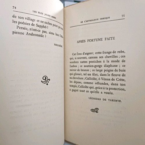 Les plus jolies roses de l' Anthologie Grecque leatherbound volume used, 104 years old