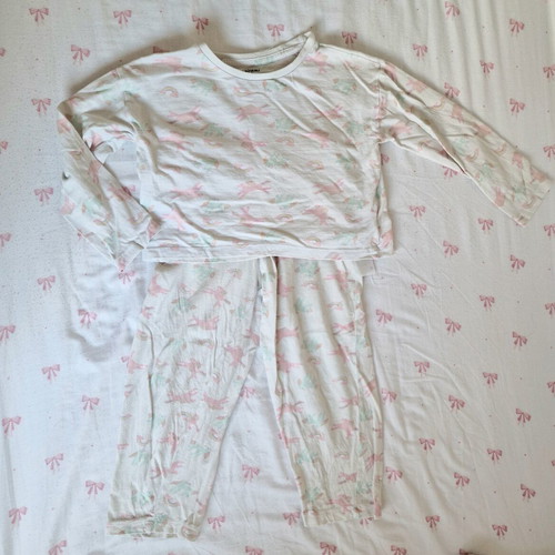 Sinsay children's pajamas 116cm used, unicorn design, white and pink
