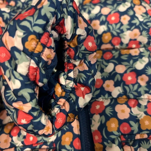 Children's floral blue jacket 86cm used with fur lining and hood
