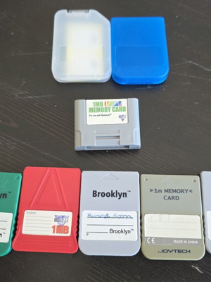 Memory Cards pack used, 5x PS1 and 1x Nintendo 64 with cases