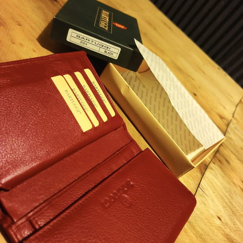 Bartuggi leather wallet clutch new, burgundy with box