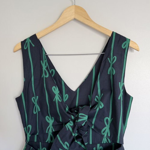 Smile Backless Dress Like New, Cotton, Blue and Green, Size S