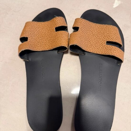 Glamazons leather sandals size 37, beige brown