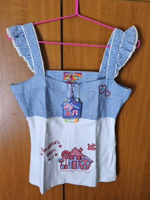 Rosalita Mac Gee top new, size XS, white and multicolor