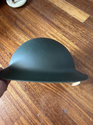 Vintage metal English-style helmet, restored