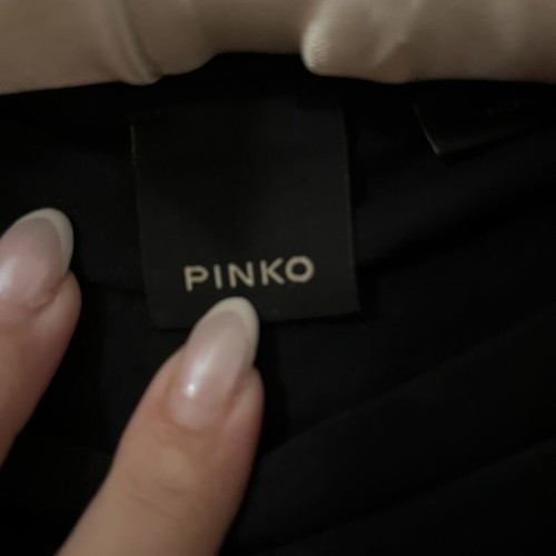 Pinko t-shirt with rhinestone logo, black and red, size S
