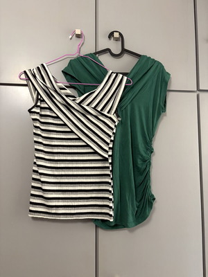 Women's blouses set medium used, striped and green