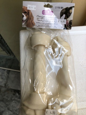 Pet Camelot Calcium Bone Knot from Beef Leather 21.6cm 100gr 2 pieces new