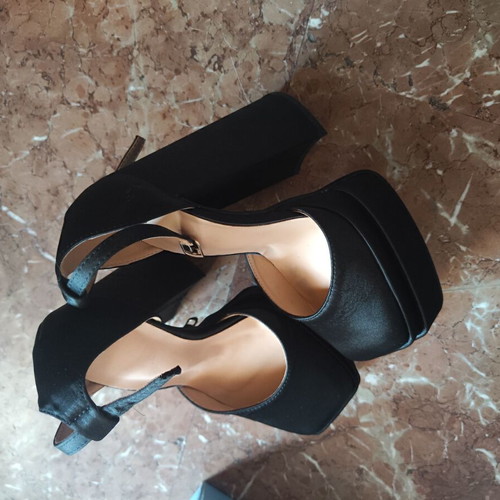 Mia satin square-toe pumps with thick heel, like new, size 37