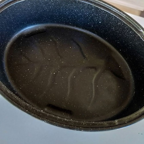 Enamel Roasting Pan USA used, large oval 45x35x13 cm