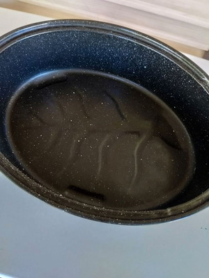 Enamel Roasting Pan USA used, large oval 45x35x13 cm