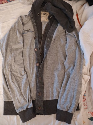 A.P.C. men's hoodie cardigan used, medium, gray