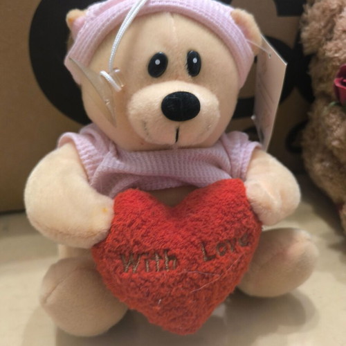Stuffed bear with heart “With Love” like new