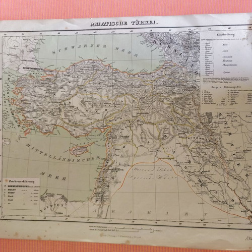 Old map Asiatic Turkey used, German edition