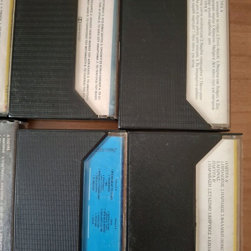 Cassette tapes used with Greek and foreign music, many