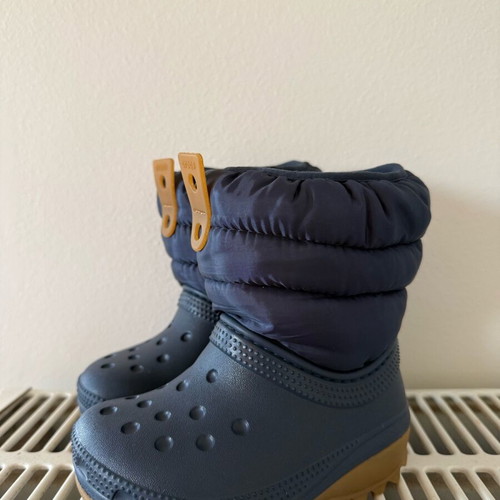 Crocs kids boots with fur new, waterproof blue