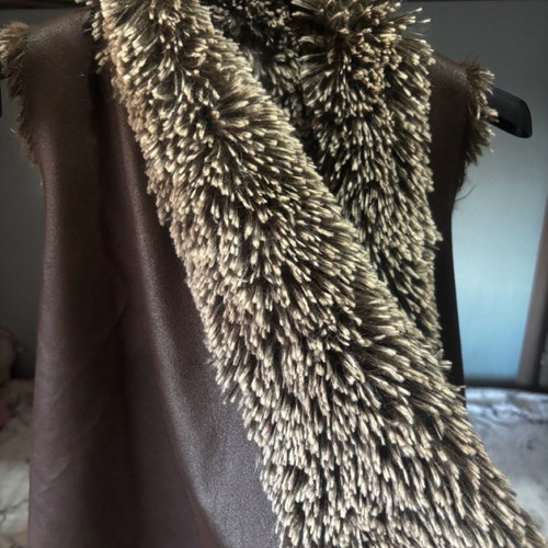 BSB sleeveless women's fur vest brown, size S-M