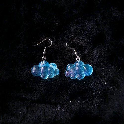 Blue cloud earrings new, stainless steel hooks