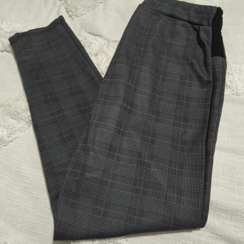 Elastic checked pants gray like new, size XL or XXL
