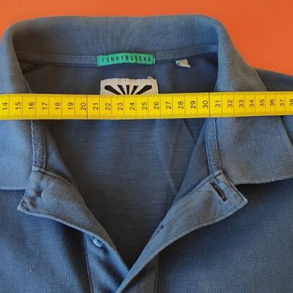 Funky Buddha men's polo blue L cotton used with vintage look