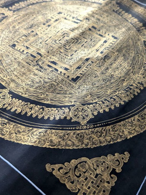 Kalachakra Mandala handmade authentic painting with gold like new