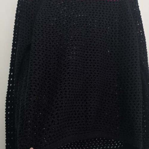 Pink Woman Black Open Knit Sweater Size M like new