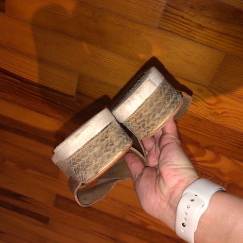 Women's sandal used pink gold leather size 39