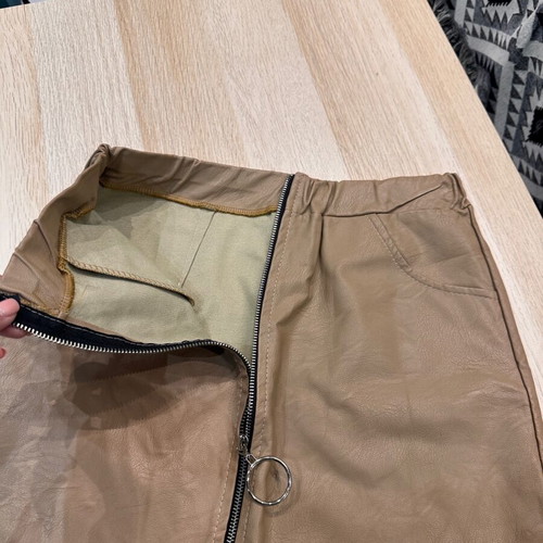 Mini leather skirt beige like new, size S/M