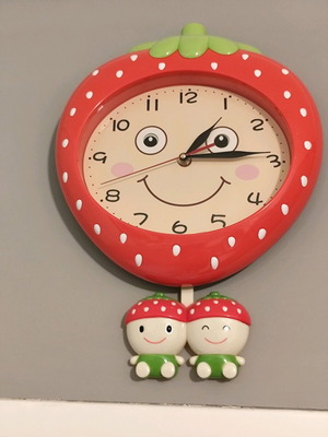 Children's wall clock with pendulum Strawberry new
