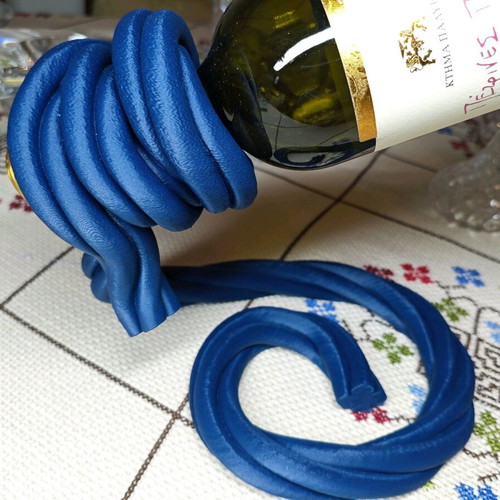 Modern wine holder new in dark silk blue