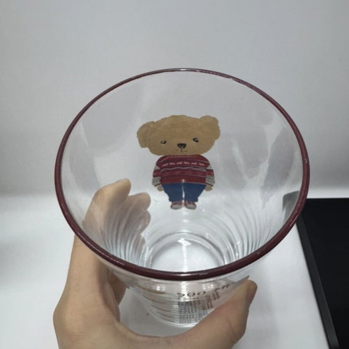 Glass with teddy bear design like new from LCW