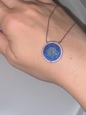 Ασημένιο κολιέ μάτι 925 ροζ χρυσό μεταχειρισμένο