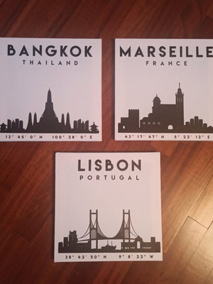 Set of 3 art prints used, size 30 x 30
