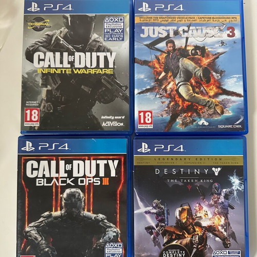 PS4 games used, bundle with Call of Duty, Just Cause, Destiny