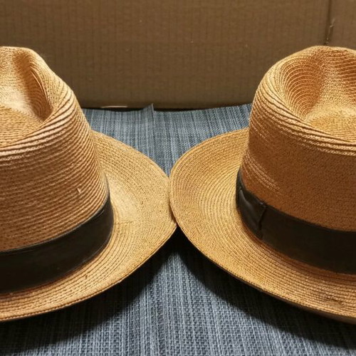 Straw hats "Kavourakia" used, set of 2, 1970s
