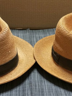 Straw hats "Kavourakia" used, set of 2, 1970s