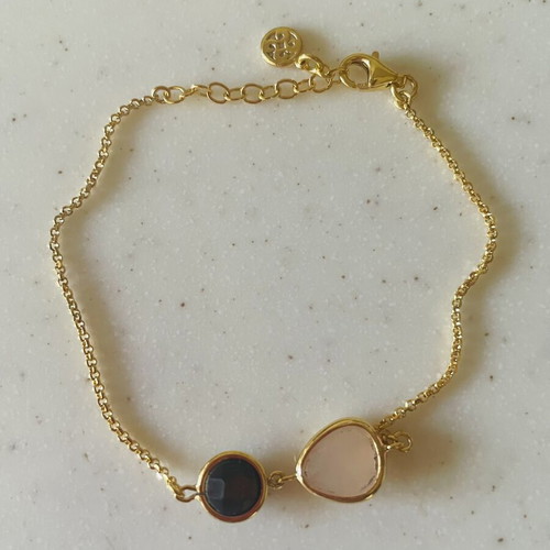 Oxette silver bracelet gold plated with crystals, like new