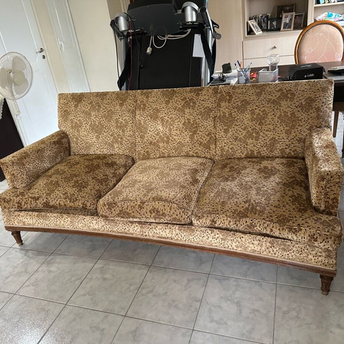 Vintage three-seater sofa used handmade from beech wood