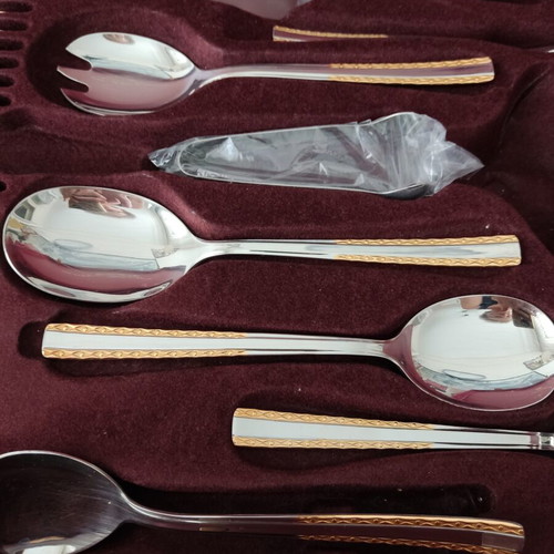 Solingen cutlery set 68 pieces stainless steel 18/10 gold details with luxury case