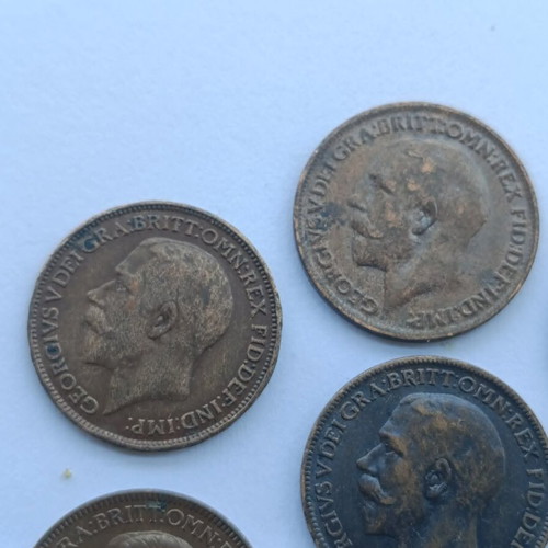 George V Farthings used, lot of 7 coins 1911-1936